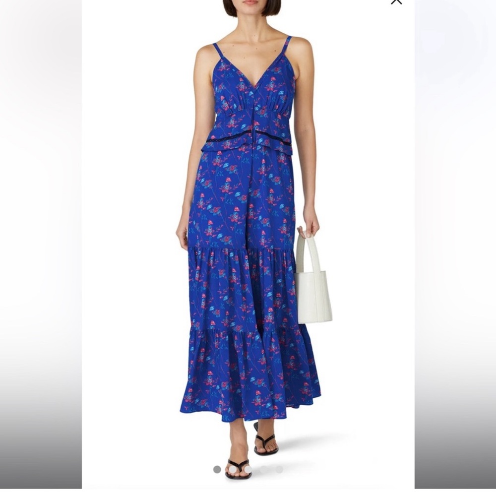 Thankoon Collective Wide Leg Blue Floral Jumpsuit- Size 10